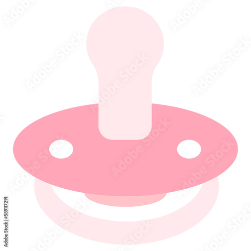 Pink pacifier for girl icon. Vector flat illustration