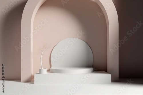 3D Podium with Arch Wall Background for Product Presentations