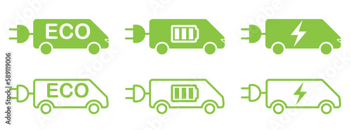 Set of icons of electric cars. The concept of using alternative energy