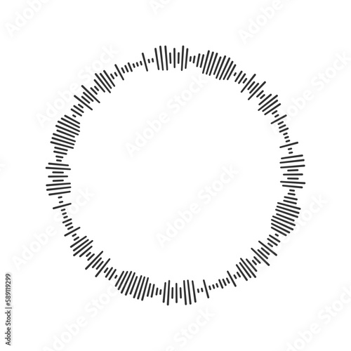 Round sound wave icon. Circular pulse pictogram. Voice message, audio file in ring shape isolated on white background. Messenger, podcast mobile app, media player radial element. Vector illustration