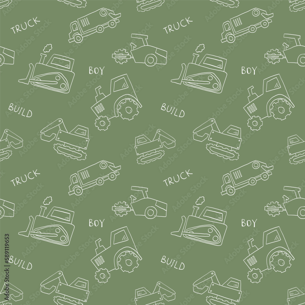  hildish pattern with cute trucks and transport. baby shower greeting card.