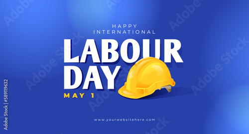 International labour Day May 1 Banner With Safety Helmet Illustration Concept