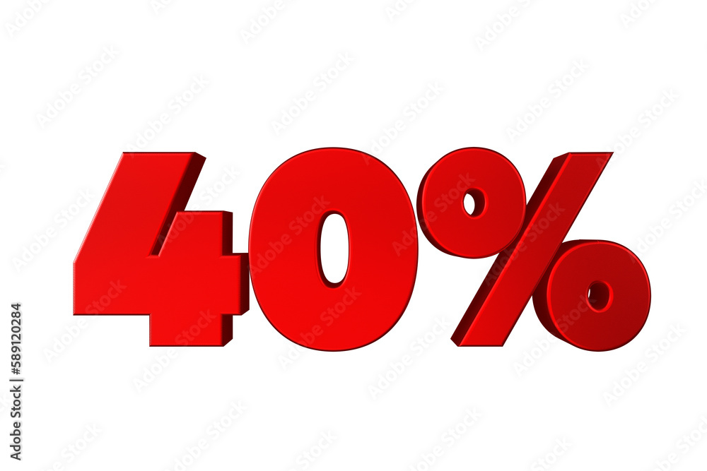 Red 40% Off Text for Sale Promotions. 3d render illustration. Red 40% Off Text for Sale Promotions. 3d render illustration.