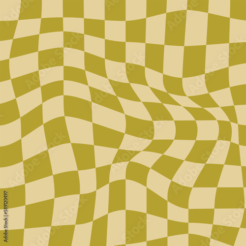 Distorted checkered pattern in the style of the 70s. Vector illustration.
