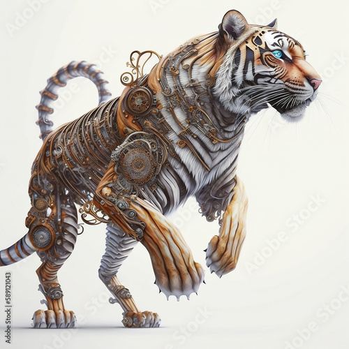 Steampunk tiger on white background © Marc