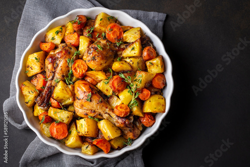 Baked chicken thighs and fr...