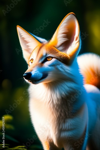 Kitsune Spirit (FOX) with Soft Lighting and Round Eyes, Generative AI