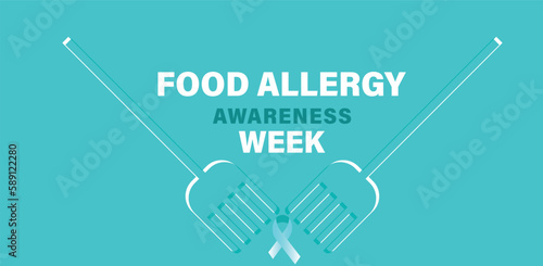 May is Food Allergy awareness week. Template for background, banner, card, poster. Vector illustration.