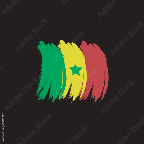 grunge background black Sao tome and Senegal flag