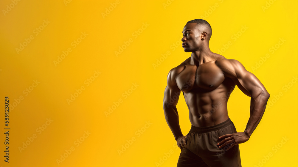 A fictional person. Confident Fitness Model on a one color Background A fictional person. Confident Fitness Model on a one color Background