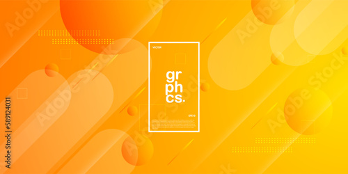 Bright dynamic orange abstract background with simple shapes and wavy lines. Fresh and colorful orange design. popular and modern with shadow 3d concept. Eps10 vector