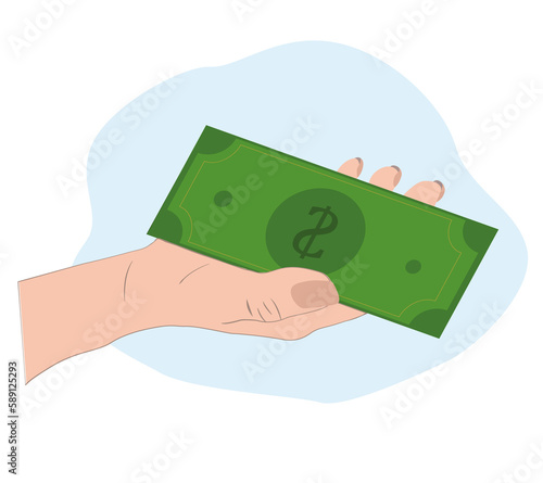 Finance money and credit card with hand on background illustration