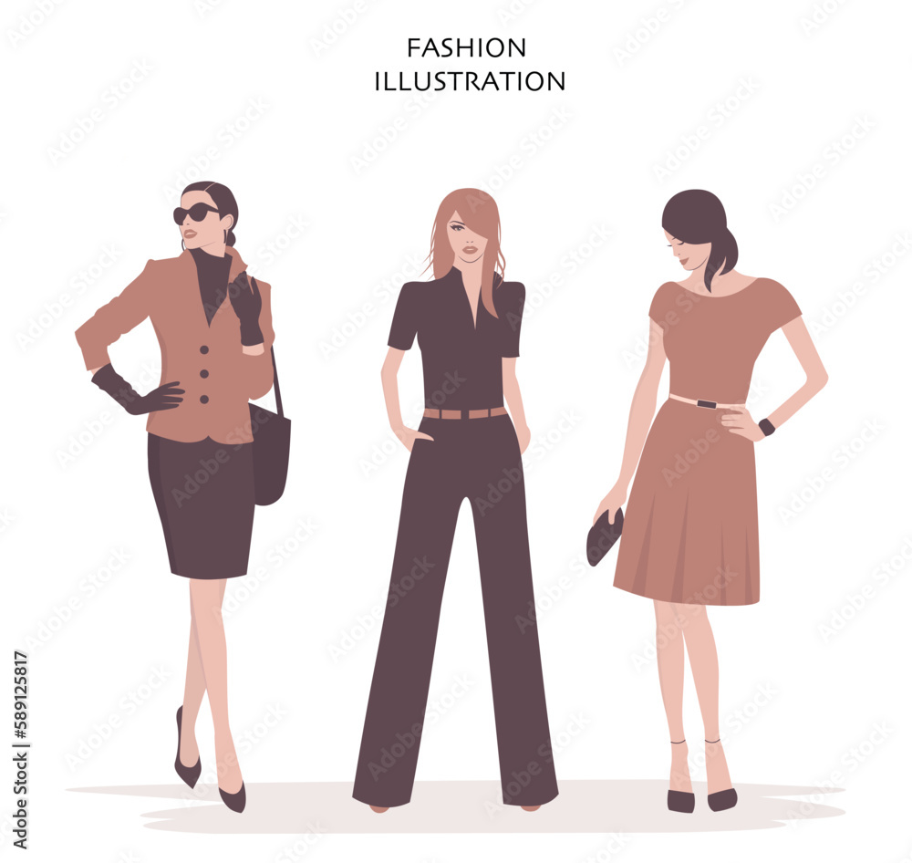 Fototapeta premium Fashion stylish women set