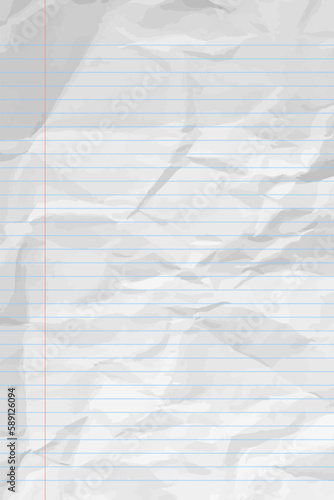 White сlean crumpled notebook paper with lines