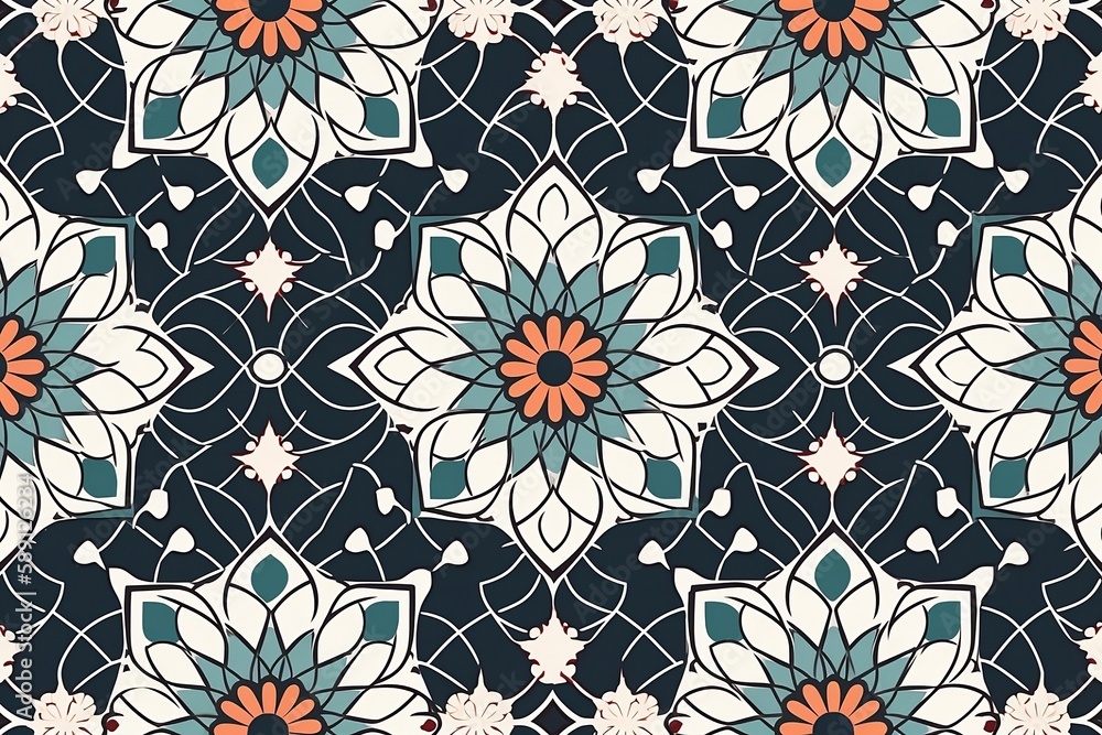 A Flat Design Arabesque Pattern