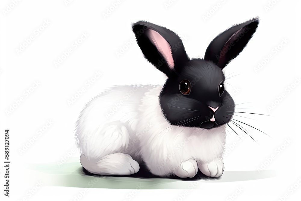 Obraz premium bunny, illustration, eastern bunny, black, white, cute, Generative AI