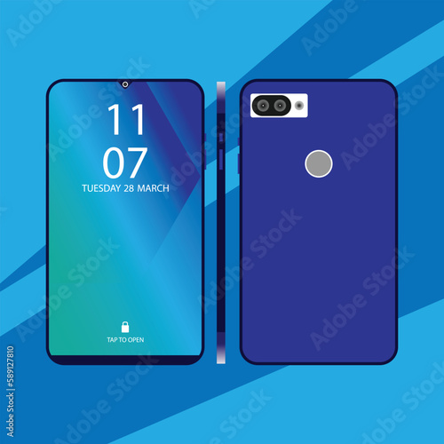 3d high quality Smartphone vector illustration, Realistic smartphone with white screen