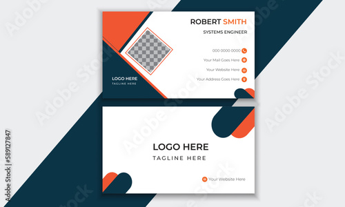 modern  gold style Creative double sided business card  and clean   template  with simple modern . Vector  design 