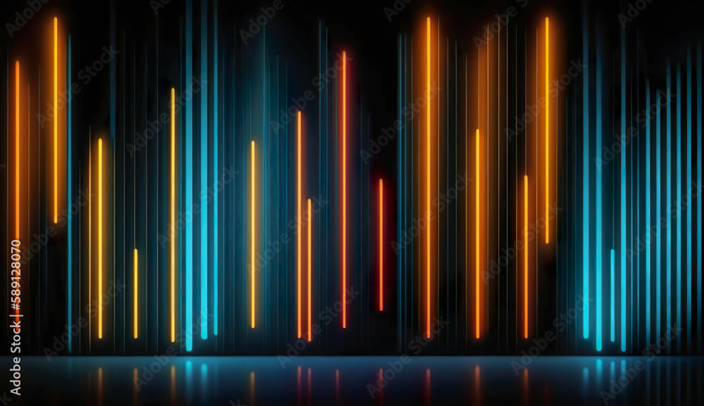 Obraz premium Cybernetic Cascade: Neon Waterfall