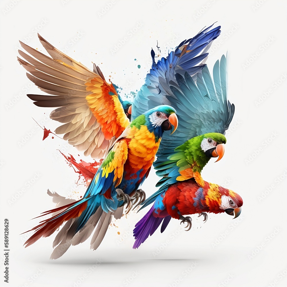 Fototapeta premium Flying parrots