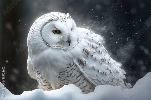 snowy white owl. AI generated