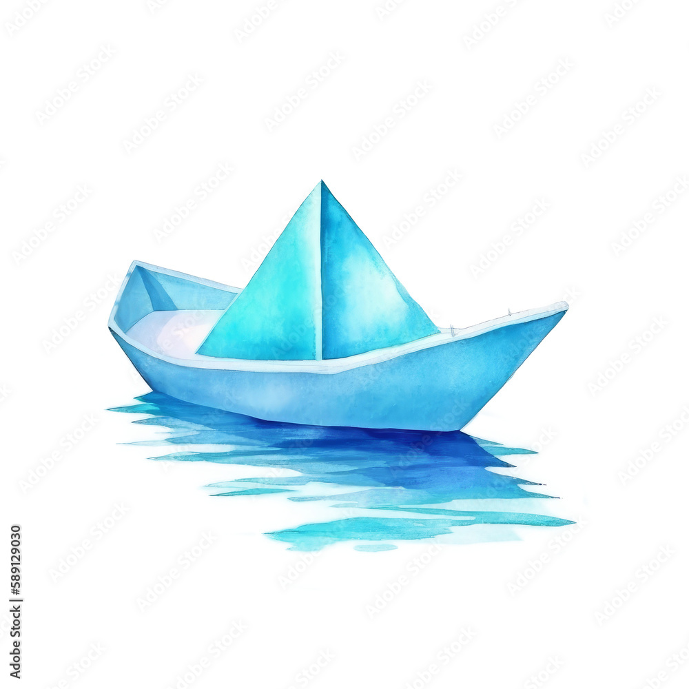 Watercolor boat. Illustration Generative AI. Watercolor boat. Illustration Generative AI.