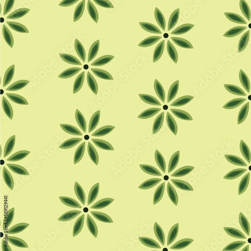 Free vector hand drawn green flower pattern