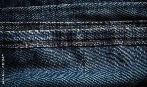 Blue jeans denim fabric texture background, generative AI