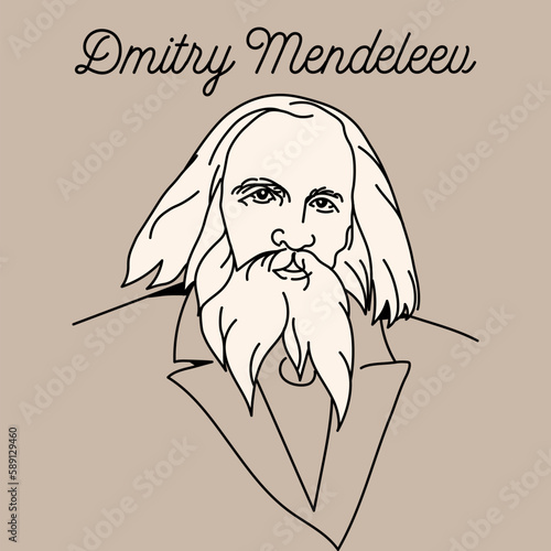 Dmitry Mendeleev - Russian scientist-encyclopedist: chemist, physicochemical, physicist, metrologist, economist, technologist, geologist, meteorologist, oil scientist, teacher. Vector