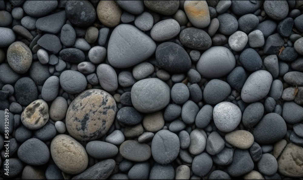 Grey granite stone pebbles texture background for design, generative AI Grey granite stone pebbles texture background for design, generative AI