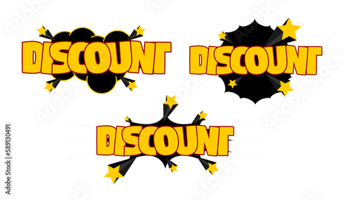 discount design with with star explosion and black background