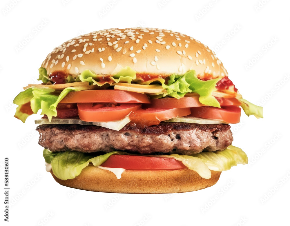 Tasty beef burger. Illustration Generative AI. Tasty beef burger. Illustration Generative AI.