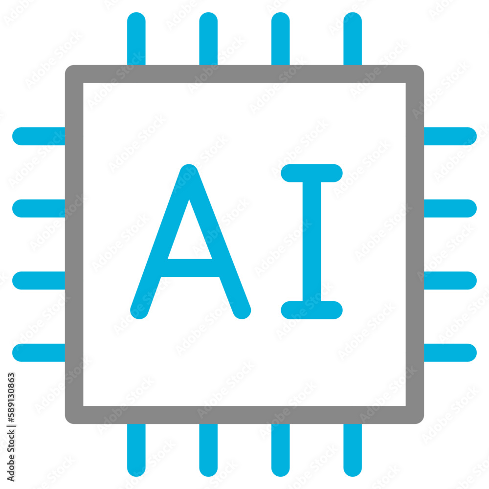 Artificial Intelligence, AI chip line icon Artificial Intelligence, AI chip line icon