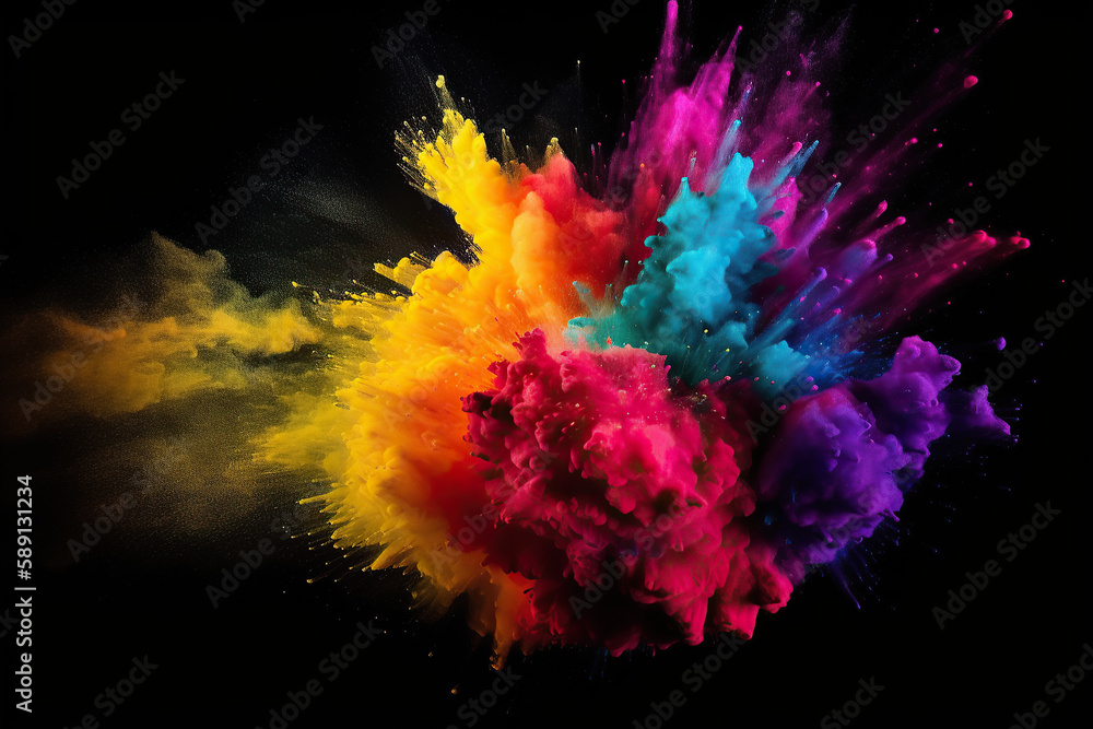 Exploding Colored Powder. Generative AI
