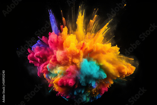 Exploding Colored Powder. Generative AI