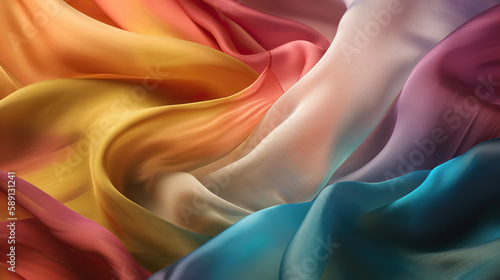 Colorful transparent silk texture. Genrative AI