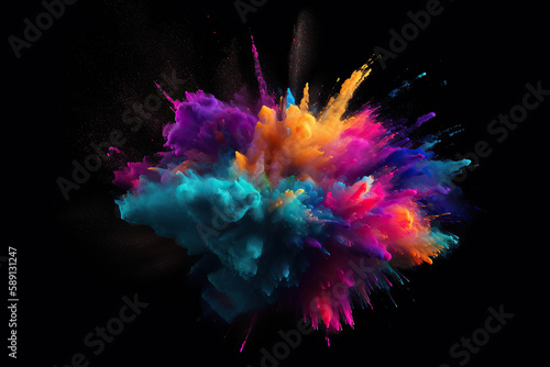 Exploding Colored Powder. Generative AI
