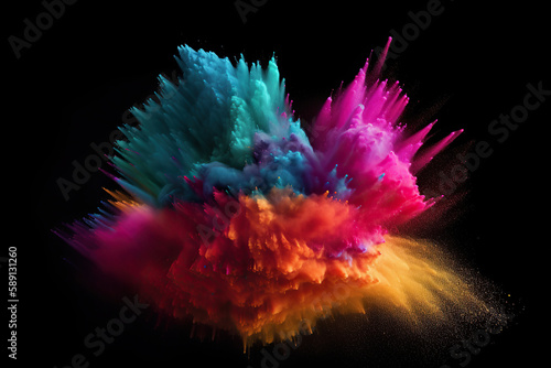 Exploding Colored Powder. Generative AI