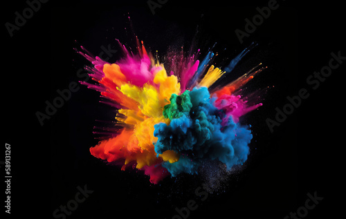 Exploding Colored Powder. Generative AI