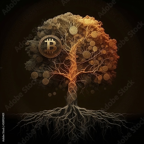 Bitcoin tree,crypto,the moon,invest,finalcial photo