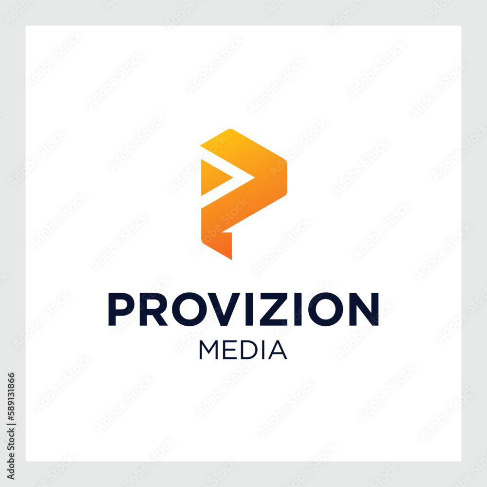 Letter P play button multimedia logo graphic template Letter P play button multimedia logo graphic template