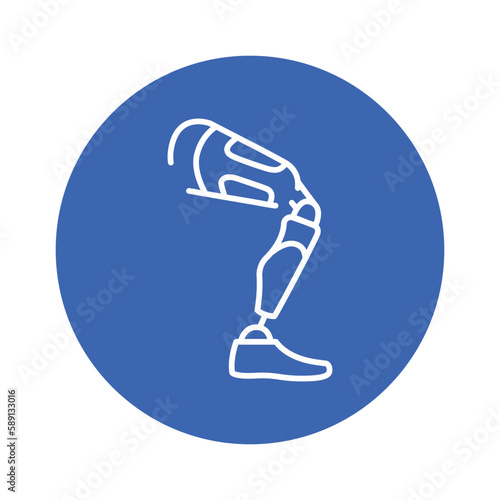 Bio artificial leg color line icon. Disability. Isolated vector element.