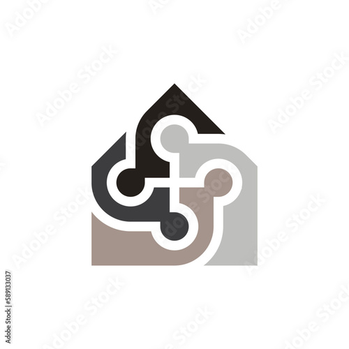 modern house community people logo
