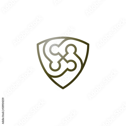 modern shield community people outline logo