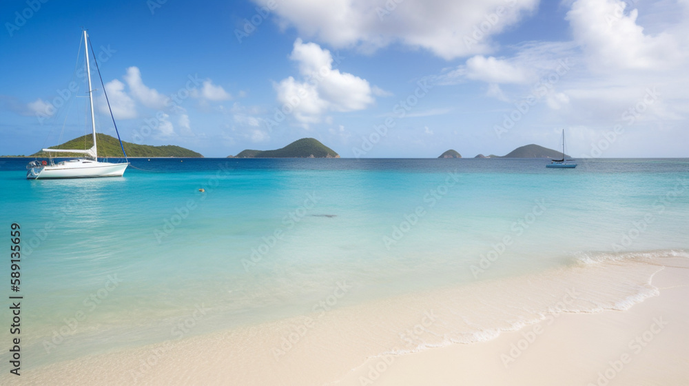 Experience Luxury in the Caribbean: Beautiful Beaches and Yachts Await You , generated by IA 