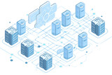 Database schema connected servers. cloud technologies. Generative AI
