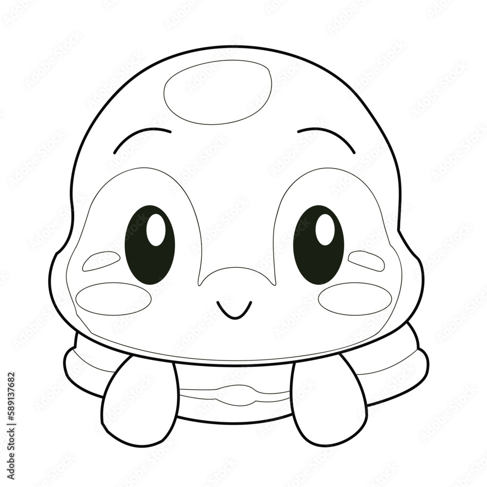 Cartoon turtle coloring page. Coloring page or book for kids. Hand ...