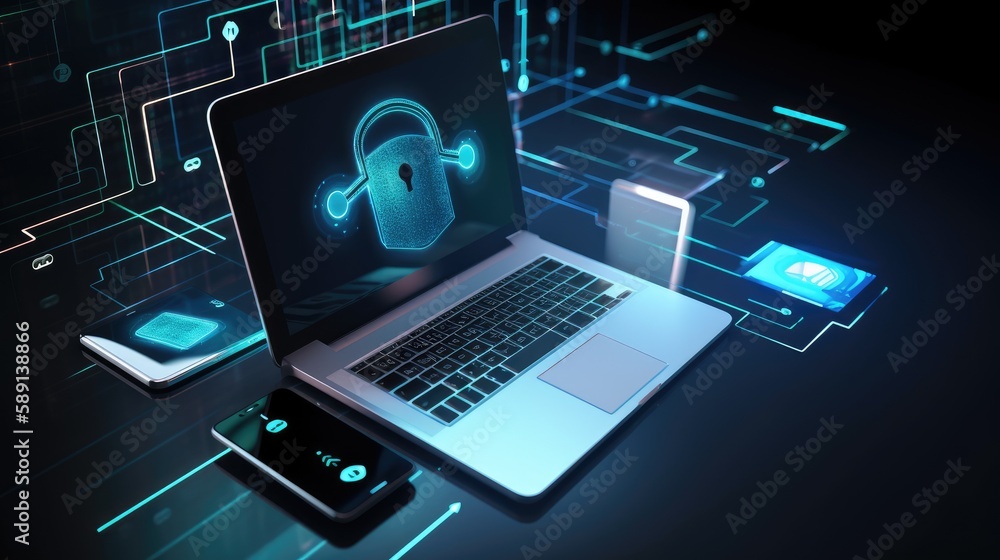Importance of online security and the need to protect personal and sensitive information from cyber threats concept. Generative AI Importance of online security and the need to protect personal and sensitive information from cyber threats concept. Generative AI