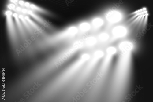 Realistic spotlights for lighting.Equipment for illumination.
