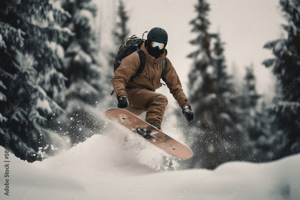snowboarder jumping in the air, generative ai